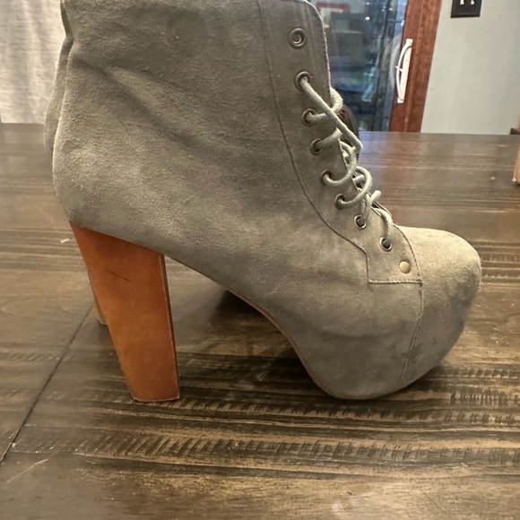 Jeffrey Campbell 'LITA' Leather Wood Block Heel Platform Lace Up Boots size 10 - Picture 2 of 5